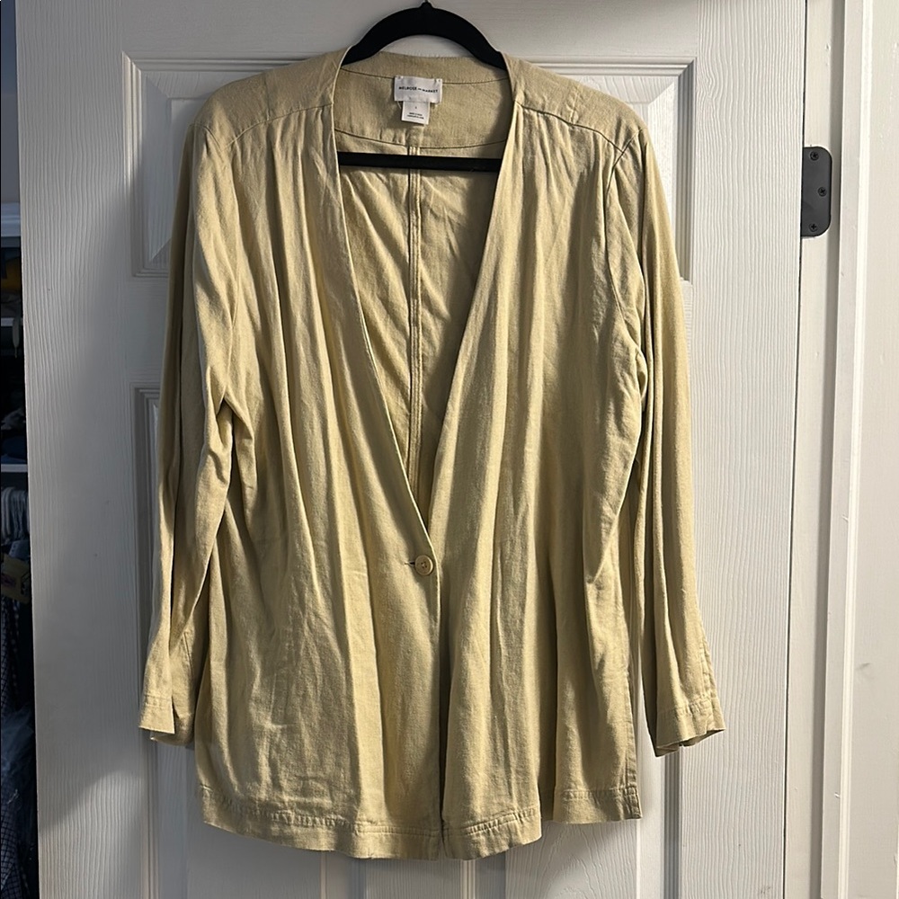Melrose and Market Tan Wrap Blouse with Mandarin Collar